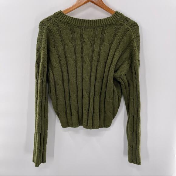 Madewell Cable-Knit V-Neck Crop Chunky Sweater in Loren Green Size Small 2023 - Picture 13 of 13
